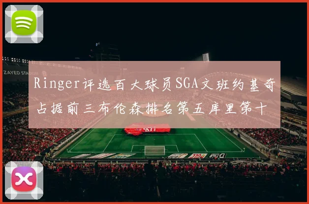 Ringer评选百大球员SGA文班约基奇占据前三布伦森排名第五库里第十杜兰特第十六詹姆斯第二十